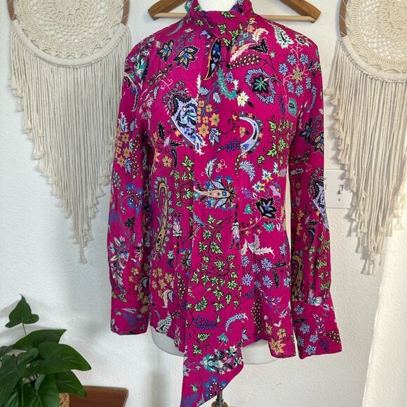 Etro Silk Bright Colorful Floral Paisley Blouse medium (44) - Picture 1 of 9